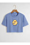 Women's Cute Chick Oversize Crew Neck Printed Crop T-shirt