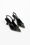 Gemma Women's Black Patent Leather Stone Detailed Ankle Strap Heeled Shoes