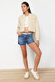 Dark Blue High Waist Denim Shorts TWOSS24SR00119 - 2