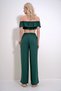 Women's Emerald Green Madonna Collar Crop Blouse And Palazzo Pants Bottom Top Set ALC-X11856 - 5
