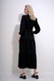 Women's Black Stand Collar Ruffle Detailed Balloon Sleeve Self Textured Dress ALC-X12028 - 6