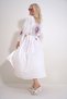 Women's White Back and Arms with Glitter Embroidery Waist Belt Maxiboy Kimino Kaftan ALC-X11995 - 3
