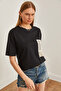 Women's Black Garnished T-Shirt TSH-19000768 - 3