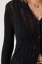 Women's Black Polo Collar Summer Openwork Knitwear Cardigan YY00214 - 4