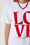 Women's White Printed Oversize Cotton T-Shirt NJ00150 - 4