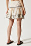 Women's Cream Embroidered Raw Linen Summer Flared Skirt RG00034 - 7