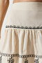 Women's Cream Embroidered Raw Linen Summer Flared Skirt RG00034 - 5