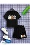 Boys/Girls' 3-Piece PANDA Printed T-Shirt-Shorts Set