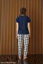 PIJAMONI Single Jersey FABRIC CHECKERED BOTTOM SHORT-SLEEVED WOMEN'S PAJAMA SET -6610-5 - 2
