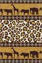Brown Beige Themed Giraffe Rhino and Elephant Figure Patterned Modern Decorative Carpet 4828
