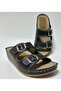 MASSAGE SOLE LEATHER LOOK LIGHTWEIGHT SOFT ADJUSTABLE DOUBLE BUCKLE WOMEN'S HOME AND STREET SLIPPERS