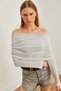 Women's Gray Madonna Collar Transparent Thin Knitwear Blouse BLZ-19002630 - 4