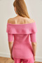 Women's Candy Pink Corded Madonna Collar Seasonal Knitwear Blouse BLZ-19002627 - 2