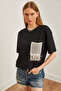 Women's Black Garnished T-Shirt TSH-19000768 - 4