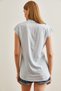 Women's Baby Blue White V-Neck Striped Viscose Shirt GML-19000188 - 2
