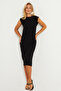 Women's Black Basic Midi Dress DMR279