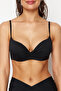 Siyah Büzgü Detaylı Balconette Kaplı Basic Bikini Üstü TBESS24BU00148 - 7