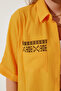 Women's Orange Embroidered Oversize Linen Ayrobin Shirt with Pockets RG00031 - 4