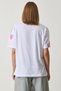 Women's White Pink Heart Printed Oversize Cotton T-Shirt BP00165 - 4