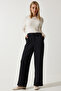 Women's Black Wide Leg Sweatpants RV00193 - 4