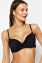 Siyah Büzgü Detaylı Balconette Kaplı Basic Bikini Üstü TBESS24BU00148 - 6
