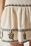 Women's Cream Embroidered Raw Linen Summer Flared Skirt RG00034 - 6