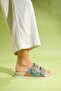 LANSO Beige Stone Double Strap Women's Slippers - 8