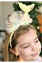 Large, sparkly, sequined, heart-shaped, tulle, mermaid tail, shell, star crown, children's birthday crown, yellow. - 2