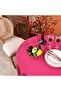 Liquid Resistant Round Care Free Linen Tablecloth Fuchsia