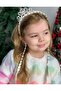 Luxury Princess Queen Embellished Crown with Two Braided Hair Extensions Child Rapunzel Crown Birthday Tiara White