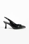 Gemma Women's Black Patent Leather Stone Detailed Ankle Strap Heeled Shoes - 4