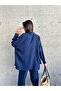 Women's Beige Oversize Linen Shirt and Trousers Top-Top Set - 8