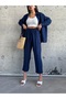 Women's Beige Oversize Linen Shirt and Trousers Top-Top Set - 5