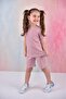 Summer Girl's Ruffle Sleeve Ribbed Powder Color Set with Shorts - 2