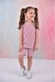 Summer Girl's Ruffle Sleeve Ribbed Powder Color Set with Shorts - 6