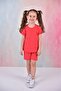 Summer Girl's Ruffle Sleeve Ribbed Red Color Set with Shorts - 4