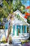 Seaside House Landscape Patterned Woven Base Carpet Miravip8017