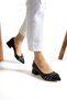 Woman's Low Heel 4 cm Pointed Toe Striped Stone Evening Dress Women's Square Heeled Shoes (36-44) - 2