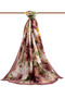 Luxury Medina Silk Flower Patterned Mink Color 75X195 Wrinkle Free Shawl Moss Crepe Stitching Type Italian Stitching - 2