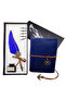 Compass Designed Leather Cover Retro Notebook and Ink Feather Pen Dip Inkwell Set Special Vip Production - 6