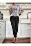 Women's Gray Good Night Printed Cotton Pajama Set - 4