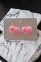 Pink Color Heart Figure Earrings (Pair) - 2