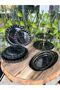 Marble Pattern Black Frilly 17 Piece Tea Set - 3