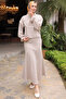 2078 Collar Mesh Detailed Double Set Mink - 4