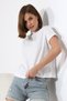 Stand Collar Cotton T-shirt 19588 WHITE - 3