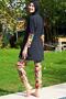 Women's Long Sleeve Lycra Black Hijab Swimsuit C7T1N4O2 - 3