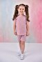 Summer Girl's Ruffle Sleeve Ribbed Powder Color Set with Shorts - 3