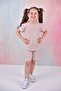Summer Girl's Ruffle Sleeve Ribbed Light Powder Color Set with Shorts - 2