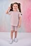 Summer Girl's Ruffle Sleeve Ribbed Light Powder Color Set with Shorts - 7