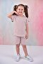 Summer Girl's Ruffle Sleeve Ribbed Light Powder Color Set with Shorts